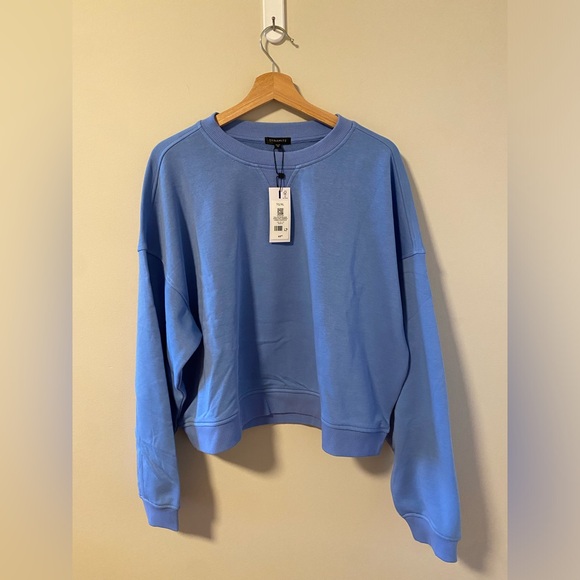 Dynamite French Terry Crew Neck Sweatshirt in Cornflower Blue - Picture 3 of 5